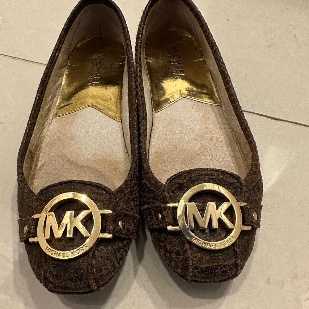 Michael Kors shoes, distressed python leather, mocha colour, size 6